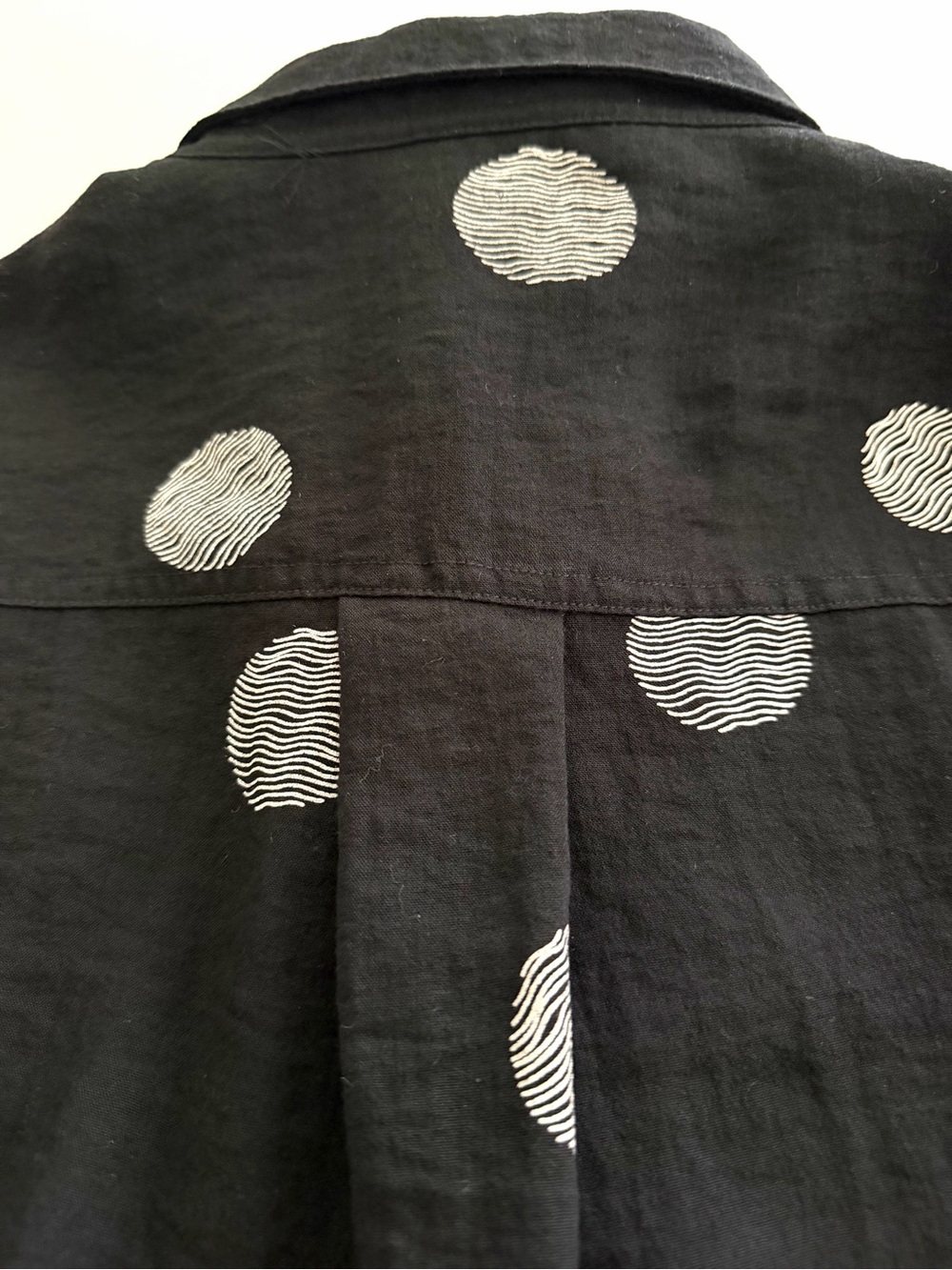 John Mark Black Button Front Roll-up Sleeve Shirt Tunic Size Large Polka Dot - Picture 10 of 15